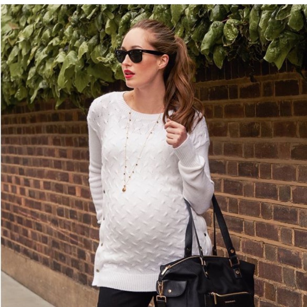 Seraphine Cableknit Maternity Nursing Sweater - Small
